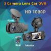 Car DVR, Night 1080P Recording 3 Way Dash Cam Motion Detection for Vehicles (Black) view 4