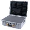 ColorCase Pelican 1600 Case Silver - Large Size Waterproof Case with Pick & Pluck Foam Set & Mesh Lid Organizer - Desert Tan Handle & Latches view 1