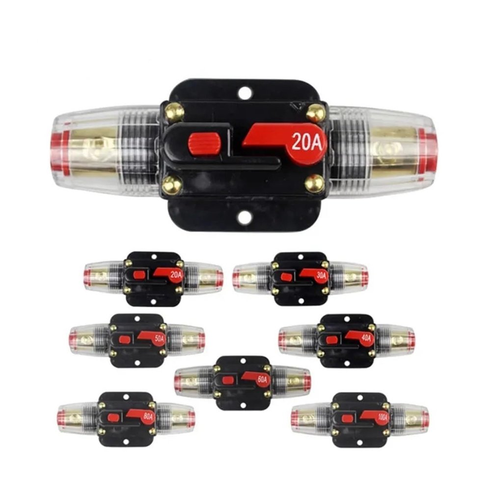 150/100/50/30/20/40/60/80A 12V Car Truck Audio Modification Stereo Amplifier Circuit Breaker Automatic Reset Fuse Holder Switch (Color : 60A)