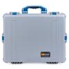 Pelican 1600 Case by ColorCase - Silver - Large Size Waterproof Case with Grey Padded Dividers & Convoluted Lid Foam - Blue Handle & Latches view 3