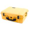 ColorCase Pelican 1600 Case Yellow - Large Size Waterproof Case with Pick & Pluck Foam Set & Mesh Lid Organizer - Black Handle & Latches view 2