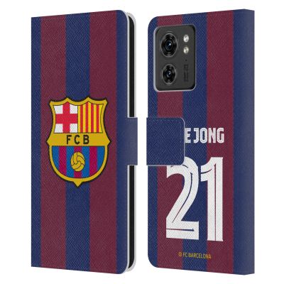 Head Case Designs Officially Licensed FC Barcelona Frenkie de Jong 2023/24 Players Home Kit Leather Book Wallet Case Cover Compatible with Motorola Moto Edge 40