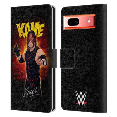 Head Case Designs Officially Licensed WWE LED Image Kane Leather Wallet Case Compatible with Google Pixel 7a