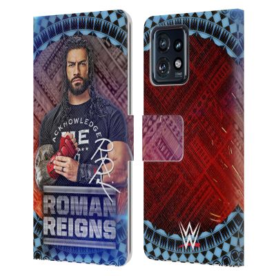 Head Case Designs Officially Licensed WWE Tribal Pattern Roman Reigns Leather Book Wallet Case Cover Compatible with Motorola Moto Edge 40 Pro