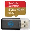 SanDisk 512GB Memory Card Micro SDXC Extreme Works with DJI Drone Series Mini 4 Pro (SDSQXAV-512G-GN6MN) V30 A2 4K UHD UHS-I Bundle with (1) Everything But Stromboli MicroSD Card Reader view 1