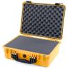 ColorCase Pelican 1520 Case Yellow - Medium Size Waterproof Case with Pick & Pluck Foam Set & Convoluted Lid Foam - Black Handles & Latches view 1