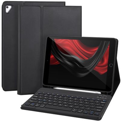 APHBZGE for iPad 6/5th Generation Case with Keyboard 2018/2017,Detachable Bluetooth Keyboard case for iPad Air 2/1,iPad Keyboard Case 9.7 inch with Pencil Holder,Square Keycaps,Black