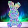In His Name LED Bunny Night Light Holographic Rainbow Easter Rabbit Lamp Bedside Bunny Light Kids Decoration Boys and Girls Night Light Nursery Lovers Spring Summer Decor Gift view 1