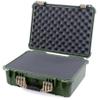 ColorCase Pelican 1520 Case OD Green - Medium Size Waterproof Case with Pick & Pluck Foam Set & Convoluted Lid Foam - Desert Tan Handles & Latches view 1