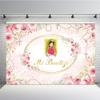 MEHOFOND 7x5ft Mi Bautizo Baptism Backdrop Pampas Grass Baby Shower Floral Background Pink Watercolor Communion Christening Newborn Baby Shower Photo Booth Props view 1