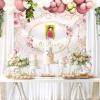 MEHOFOND 7x5ft Mi Bautizo Baptism Backdrop Pampas Grass Baby Shower Floral Background Pink Watercolor Communion Christening Newborn Baby Shower Photo Booth Props view 3