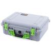Pelican 1520 Case by ColorCase - Silver - Medium Size Waterproof Case with Mesh Lid Organizer - Lime Green Handles & Latches view 2