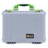 Pelican 1520 Case by ColorCase - Silver - Medium Size Waterproof Case with Mesh Lid Organizer - Lime Green Handles & Latches view 3
