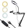 Overhead Camera Mount Foldable Phone Arm Stand with 8-inch Ring Lamp Ball Head Phone Clip Compatible with Compact Camera/Smartphone/Webcam/Ring Light view 1