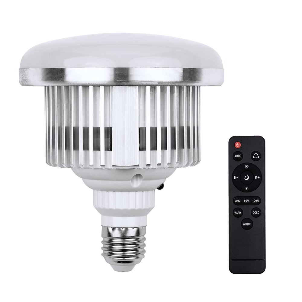 85W LED Light Bulb 3000K-6500K Photography Lamp Bulb Energy-Saving Adjustable Brightness E27 Mount with Remote Control for Photography Studio Home Warehouse Office Hotel