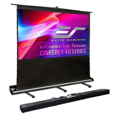 Elite Screens ezCinema Tab-Tension CineGrey 4D, 121-inch 16:9, Manual Floor Pull Up ISF Ceiling Ambient Light Rejecting, Portable Home Office Classroom Projector Screen with Carrying Bag, FT121UH-C4D