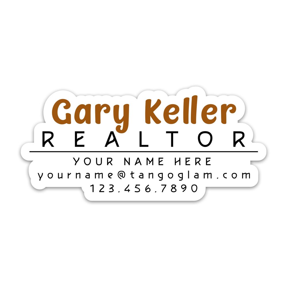 TANGOGLAM Personalized Real Estate Agent Sticker, Vinyl Waterproof Custom Name Realtors Stickers for Laptop Water Bottle Tumbler Scrapbook Hydro Flask