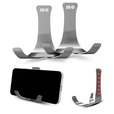 Wall Mount Bathroom Kitchen Cell Phone Holder, Mirror Cellphone Stand Adhesive Remote Control | Eye Glasses | Smartphone | Keys | Compatible with iPhone iPad Apple TV,Google Chromecast - 2 Pack