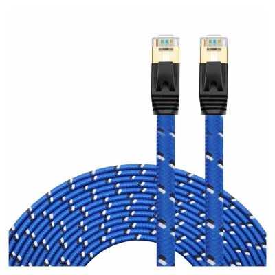 PriaRi Cable Cat 7 RJ45 Shielded Pure Copper LAN Network Ethernet Cable Internet Cord with Polyester Braided 1M 2M 3M 5m 10m 15m 20m 30m (Color : Blue, Size : 20m)