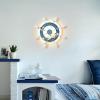 SIYANE Kids Bedroom Sconces Wall Lighting 18W Dimmable LED Wall Sconces Ship Wheel Rudder Nautical Anchor Mediterranean Flush Mount Ceiling Light Children Wall Lamp for Boy Girl Room Nursery view 2