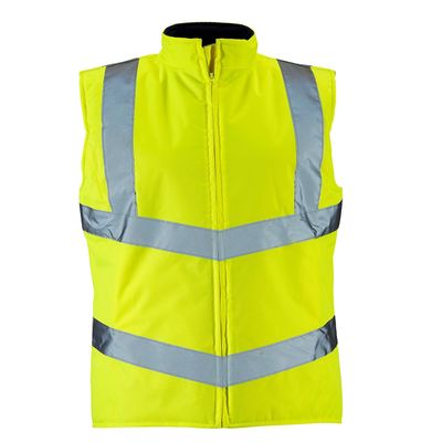 MA Online Womens Reflective Stripe High Vis Bodywarmer Full Zip Safety Vest Work Wear Gillet (Yellow US 8)