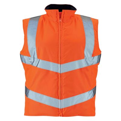 MA Online Womens Reflective Stripe High Vis Bodywarmer Full Zip Safety Vest Work Wear Gillet (Orange US 6)