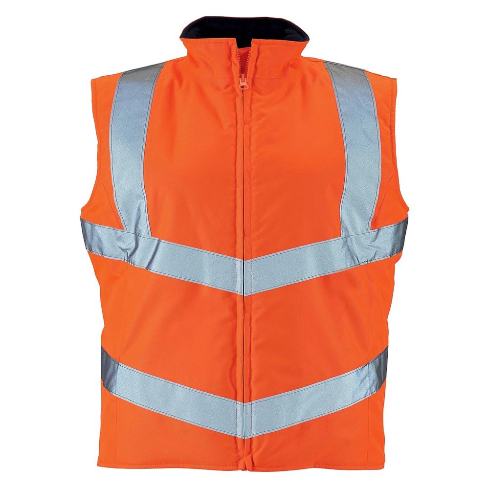 MA Online Womens Reflective Stripe High Vis Bodywarmer Full Zip Safety Vest Work Wear Gillet (Orange US 6)