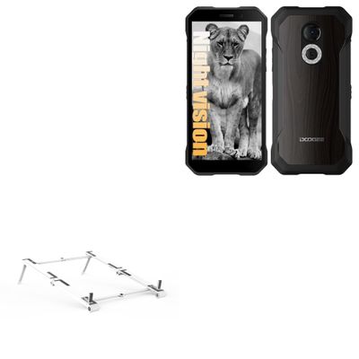 BoxWave Stand and Mount Compatible with Doogee S61 - Pocket Aluminum Stand 3-in-1, Portable Multi Angle Viewing Riser - Metallic Silver