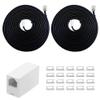 SINCODA Phone line Cord, 2 Pack Telephone Extension Cord 8 Feet,with Standard RJ12 Plug and RJ12 6P6C 1 in-Line Couplers and 20 Cable Clip Holders for Easy Wiring Management view 1