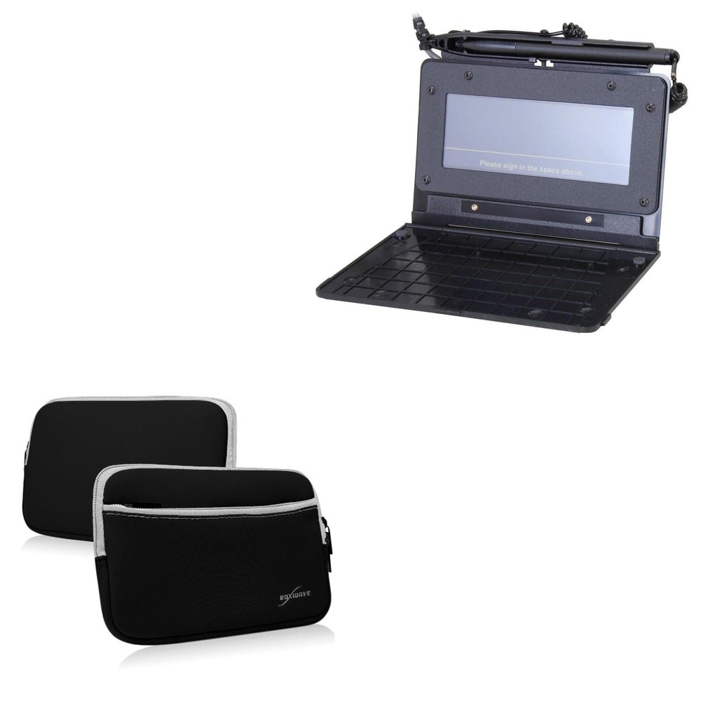 BoxWave Case Compatible with Topaz SigLite Slim 1x5 - SoftSuit with Pocket, Soft Pouch Neoprene Cover Sleeve Zipper Pocket - Jet Black