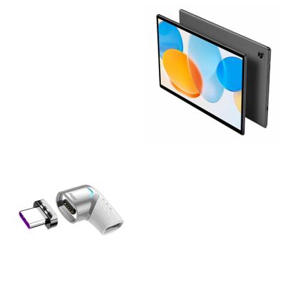 BoxWave Adapter Compatible with Teclast M40 Pro - MagnetoSnap PD Angle Adapter, Magnetic Charging Connector Device Saver - Metallic Silver