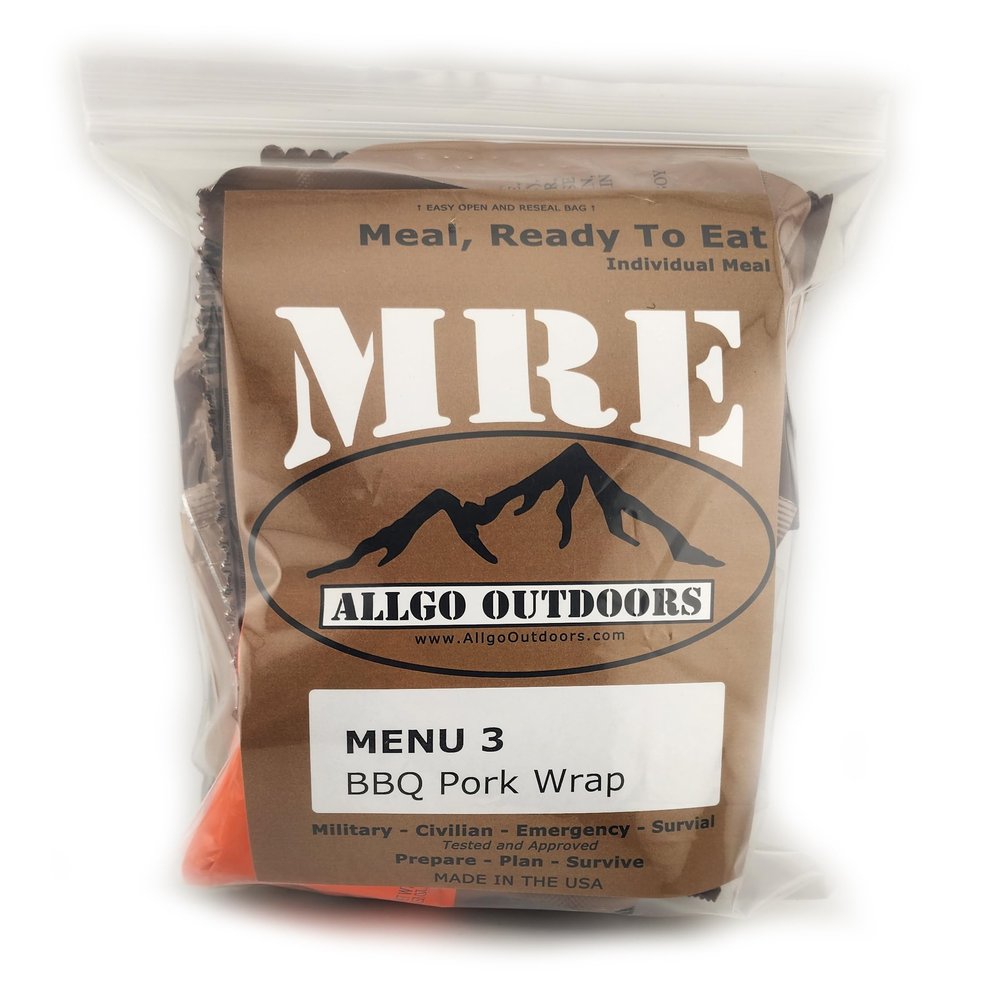 Allgo Outdoors Military Spec MRE Meals Ready To Eat BBQ Pork Wrap - Menu 3 - Survival Food