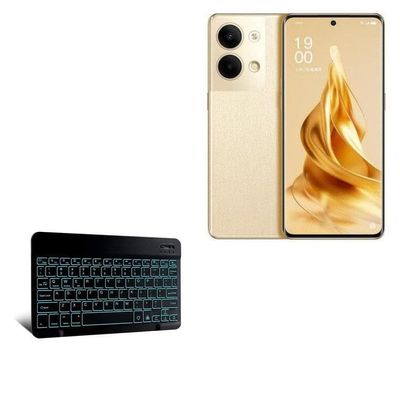 BoxWave Keyboard Compatible with Oppo Reno9 Pro+ - SlimKeys Bluetooth Keyboard - with Backlight, Portable Slim LED 7 Colors - Jet Black