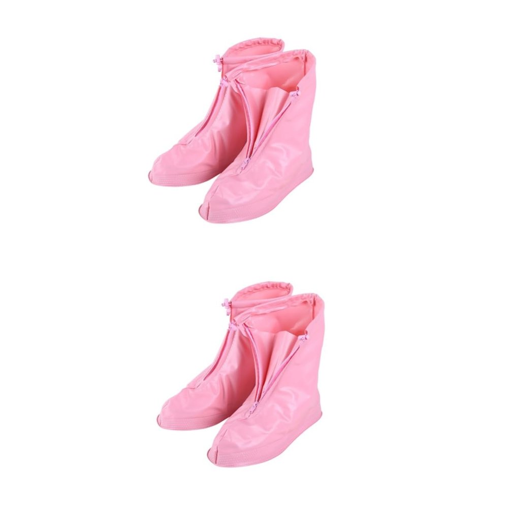 BESPORTBLE 2pcs Reusable Zippered Shoe Covers for Boys and Girls Non- PVC Overshoes XL for Outdoor Travel and Rain