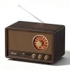 LEOTEC AM FM Radio,Retro Wood Table Radio,Portable Bluetooth Speaker Plug in Wall,Best Reception with AUX,Headphone Jack,Bass Control,Great for Home,Outdoor,Brown view 1