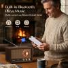 LEOTEC AM FM Radio,Retro Wood Table Radio,Portable Bluetooth Speaker Plug in Wall,Best Reception with AUX,Headphone Jack,Bass Control,Great for Home,Outdoor,Brown view 2