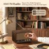 LEOTEC AM FM Radio,Retro Wood Table Radio,Portable Bluetooth Speaker Plug in Wall,Best Reception with AUX,Headphone Jack,Bass Control,Great for Home,Outdoor,Brown view 4