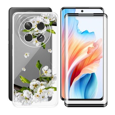 AQGG 2 Tempered Glass Film + Cover for Oppo A2 Pro 5G PJG110 (6.70"), 9H Hardness Screen Protector and Soft Silicone Case Bumper Shell Transparent Protective TPU Cases - RomanceE