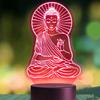 Jinnwell 3D Buddha Night Light Lamp Illusion 16 Color Changing Table Desk Decoration Lamps Gift Acrylic Flat ABS Base USB Cable Toy view 4