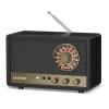 LEOTEC AM FM Radio,Retro Wood Table Radio,Portable Bluetooth Speaker Plug in Wall,Best Reception with AUX,Headphone Jack,Bass Control,Great for Home,Outdoor,Black view 1