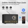 LEOTEC AM FM Radio,Retro Wood Table Radio,Portable Bluetooth Speaker Plug in Wall,Best Reception with AUX,Headphone Jack,Bass Control,Great for Home,Outdoor,Black view 2