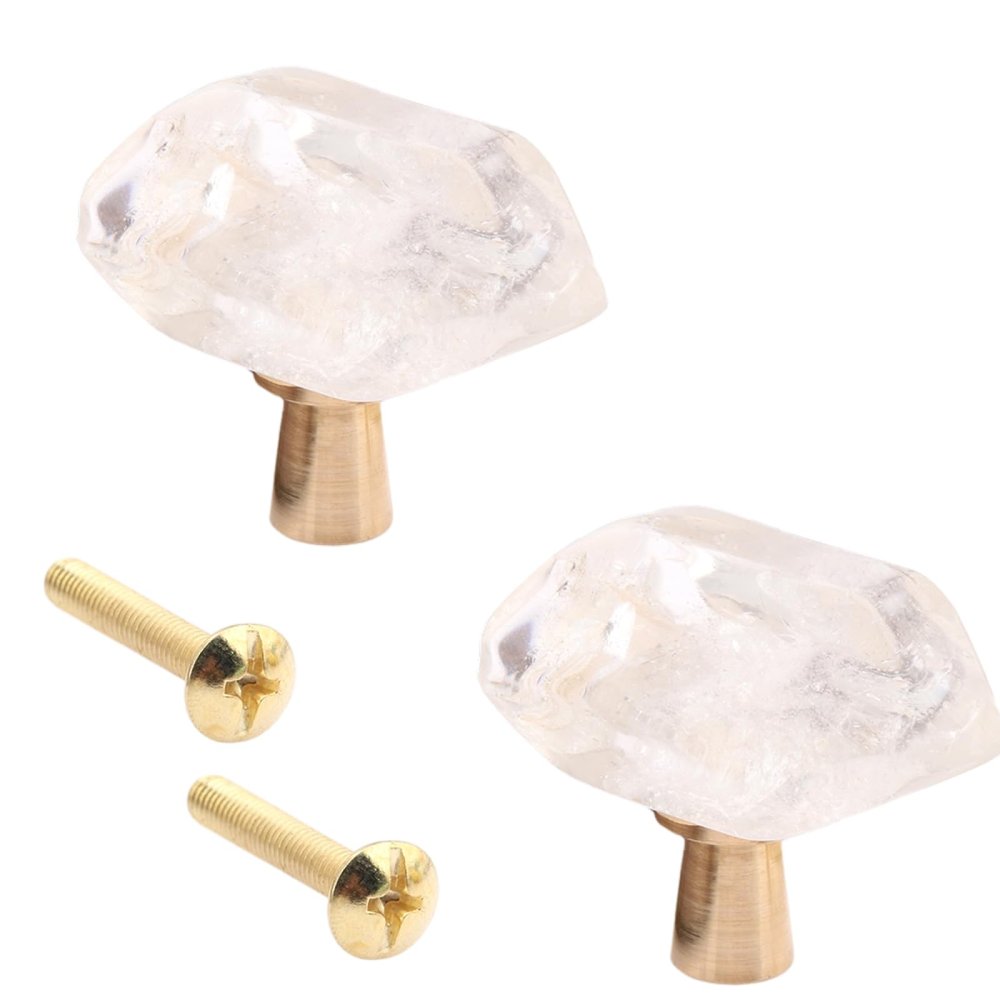 DubMag Cabinet Knobs with,Crystal Glass Door Drawer Knobs,Black Cupboard Handles2Pcs White Crystal Brass Knobs and Small Handles Drawer Cabinet Wardrobe Door Pull Diameter30-45mm