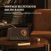 Audiocrazy Vintage Wooden AM FM Bluetooth Radio with 10 Watts Powerful Sound, Retro Bluetooth Speaker Radio with Softly Glowing Dial, Bass Control, Aux Input, Headphone Jack, for Home, Office, Kitchen view 2