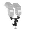 HUNYA T-Shaped Dual Flash Bracket Flash Speedlite Stand with 2 Cold Shoe Mounts 1/4 Inch to 3/8 Inch Mount Umbrella Hole Replacement for Flash for Light Stand Photography Umbrella view 4