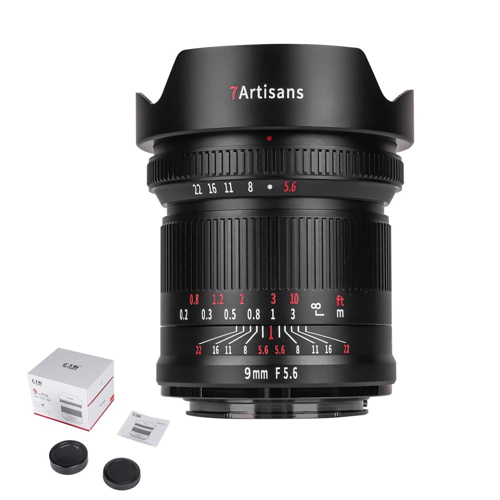 7artisans 9mm F5.6 Camera Lens for Sony E Mount,Full Frame 132 Ultra Wide Angle Prime Mirrorless Camera Lenses for A7 Series A7R A75 A7SII A9 A7C A1, etc