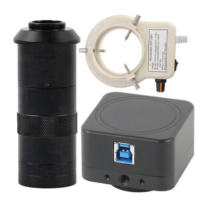 8MP 4K USB Video Microscope Camera HD Electronic Digital Microscope & 100X C-Mount Lens With 56-LED Adjustable Ring Light
