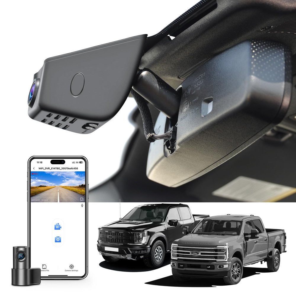 Mangoal Front 4K & Rear 1080P Dash Cam fit for Ford F150 2018-2025 F250/F350/F450 Super Duty 2020-2026 XLT Lariat King Ranch Raptor Limited Platinum (Model A), Free App & WiFi, 128GB Card