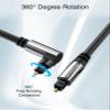BlueRigger Optical Audio Toslink Cable - 25FT (90 Degrees Optical Cable for Soundbar, 360 Degree Rotatable Right Angle, S/PDIF Digital Toslink) - Fiber Optic Compatible with HDTV, Game Console, DVR view 2