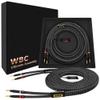WORLDS BEST CABLES 10 Foot Ultimate - 8 AWG - Ultra-Pure OFC - Premium Audiophile HiFi Speaker Cable Pair with Eminence Gold Banana Plugs & Carbon Tweed Jacket view 1