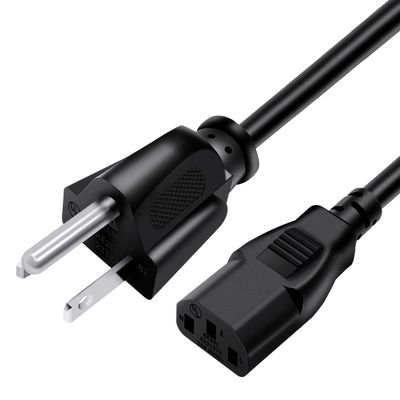 LINKSQ UL Listed 3FT (1m) 18 Gauge AWG 41 Strands Oxygen Free Copper 3 Prong (NEMA 5-15P to IEC320 C13) 10A 125V AC Power Cord Universal Socket Plug Jack Extension Wall Cable